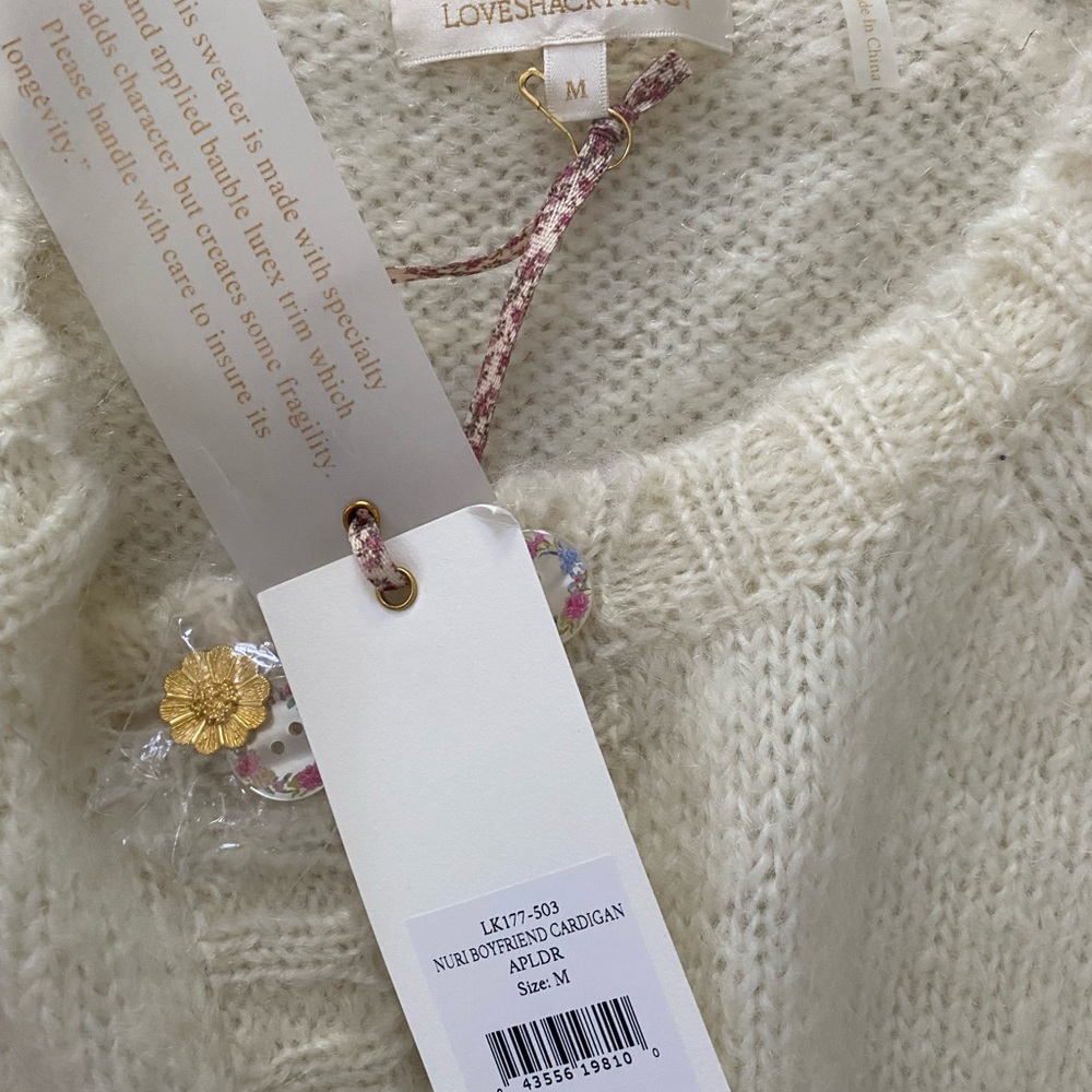 LoveShackFancy NWT Nuri Boyfriend Cardigan - Size M - Picture 2 of 3